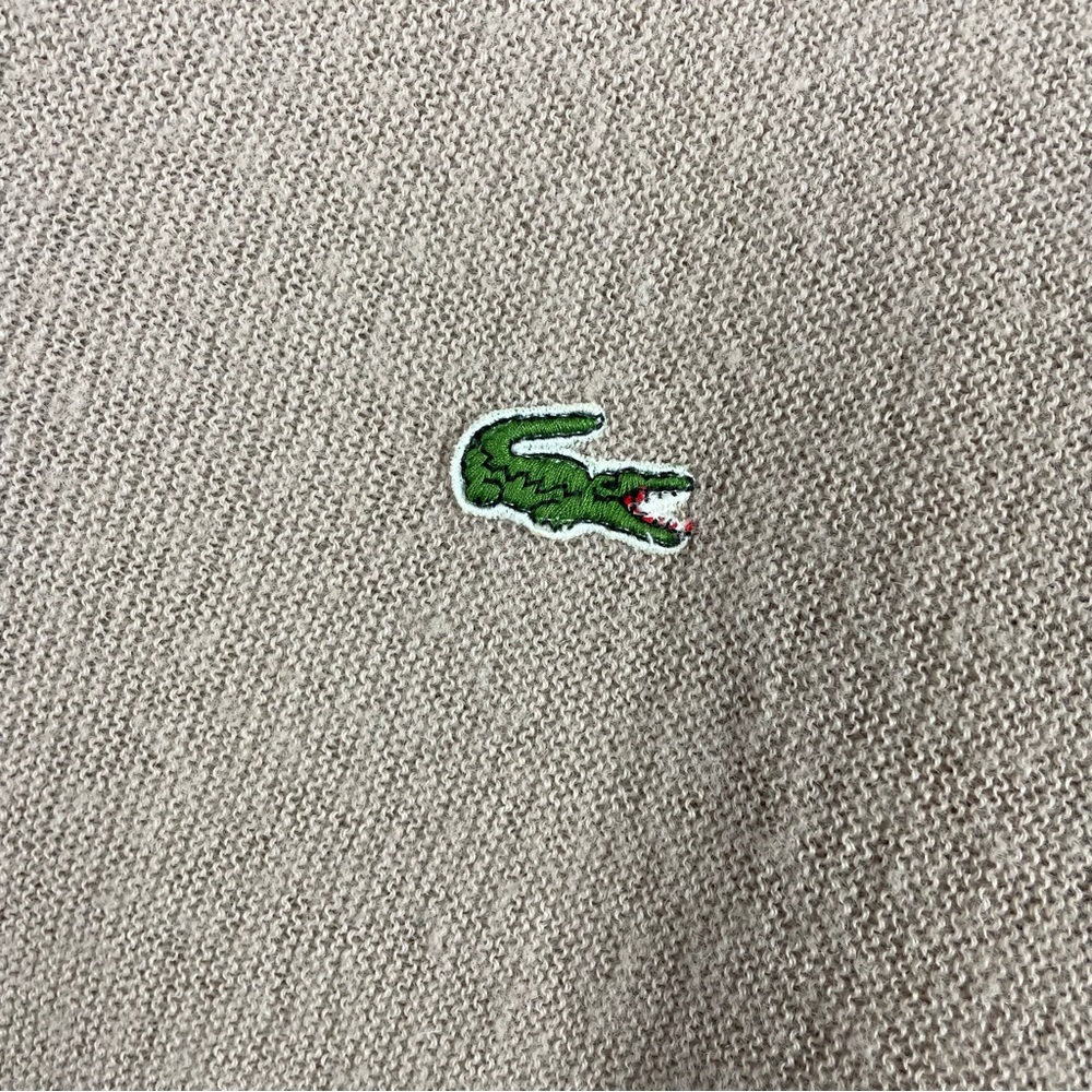 Lacoste Men's Tan V-Neck Cardigan with Crocodile Logo - Picture 2 of 6